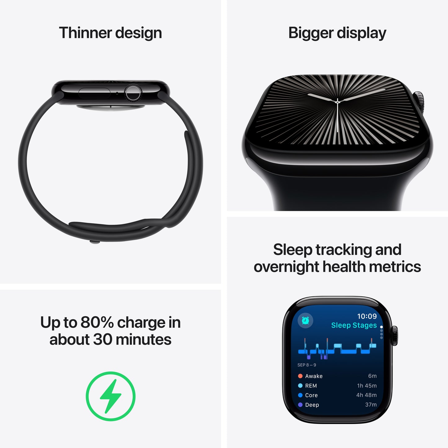 Apple Watch Series 10 GPS + Cellular 46mm klavírně černé hliníkové pouzdro s černým sportovním řemínkem - S/M (renovovaný) - istyle.work