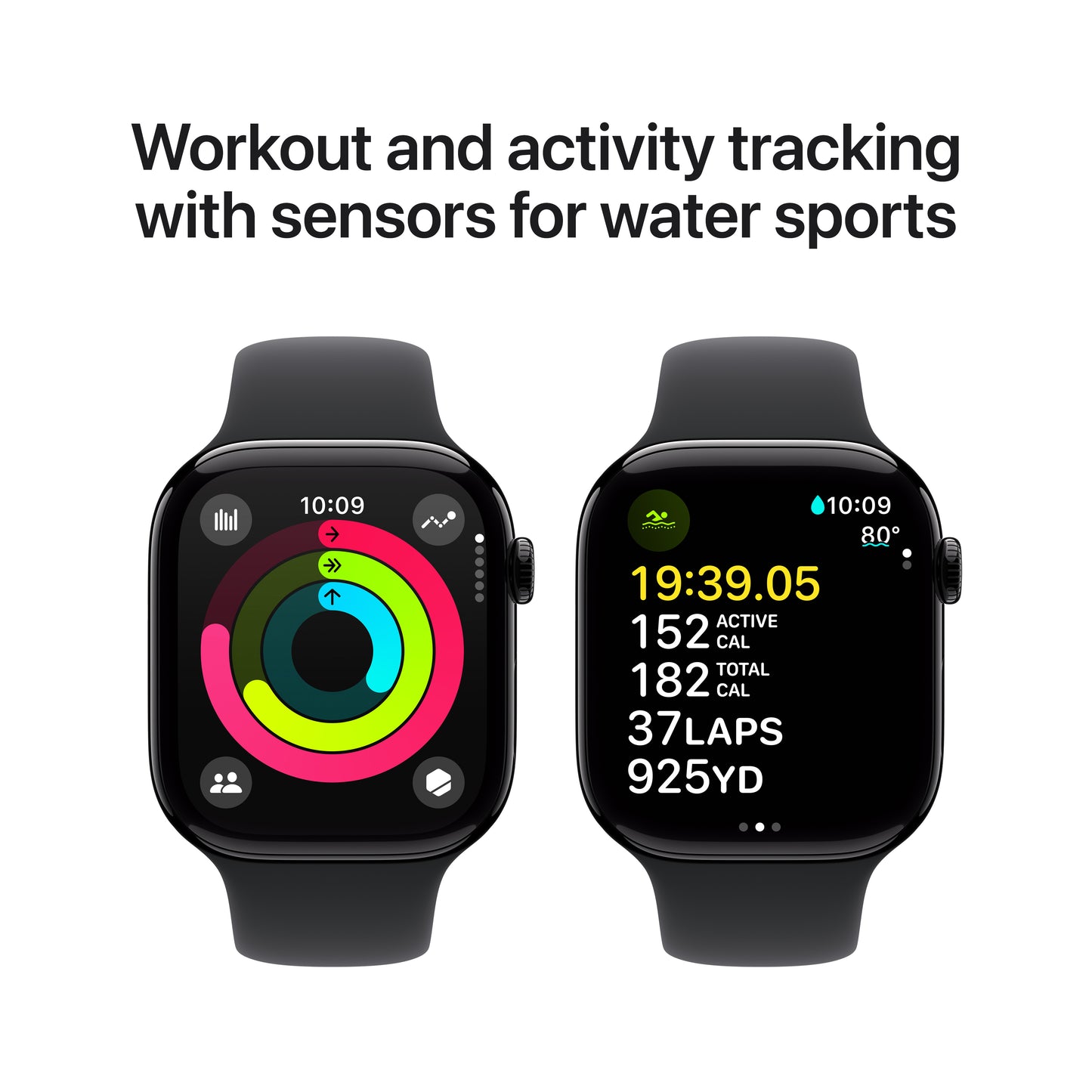 Apple Watch Series 10 GPS + Cellular 46mm klavírně černé hliníkové pouzdro s černým sportovním řemínkem - S/M (renovovaný) - istyle.work