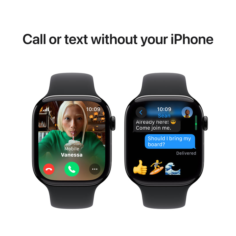 Apple Watch Series 10 GPS + Cellular 46mm klavírně černé hliníkové pouzdro s černým sportovním řemínkem - S/M (renovovaný) - istyle.work
