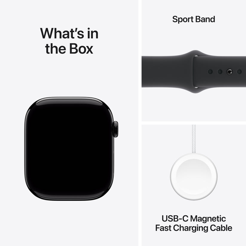 Apple Watch Series 10 GPS + Cellular 46mm klavírně černé hliníkové pouzdro s černým sportovním řemínkem - S/M (renovovaný) - istyle.work
