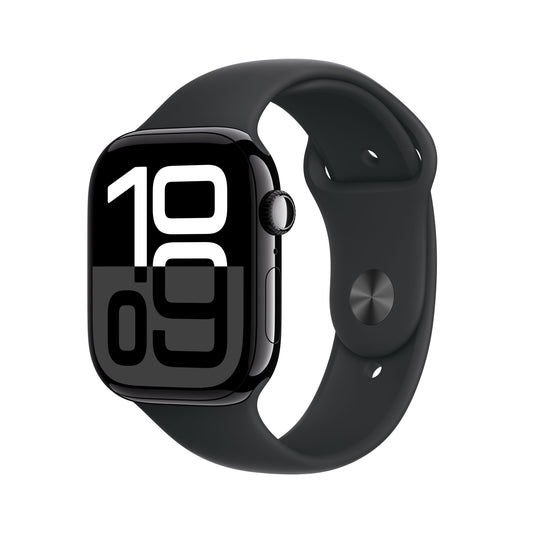 Apple Watch Series 10 GPS + Cellular 46mm klavírně černé hliníkové pouzdro s černým sportovním řemínkem - S/M (renovovaný) - istyle.work