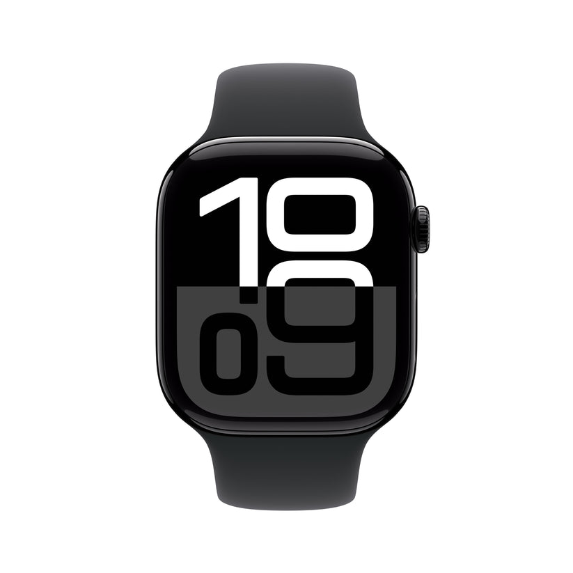 Apple Watch Series 10 GPS + Cellular 46mm klavírně černé hliníkové pouzdro s černým sportovním řemínkem - S/M (renovovaný) - istyle.work