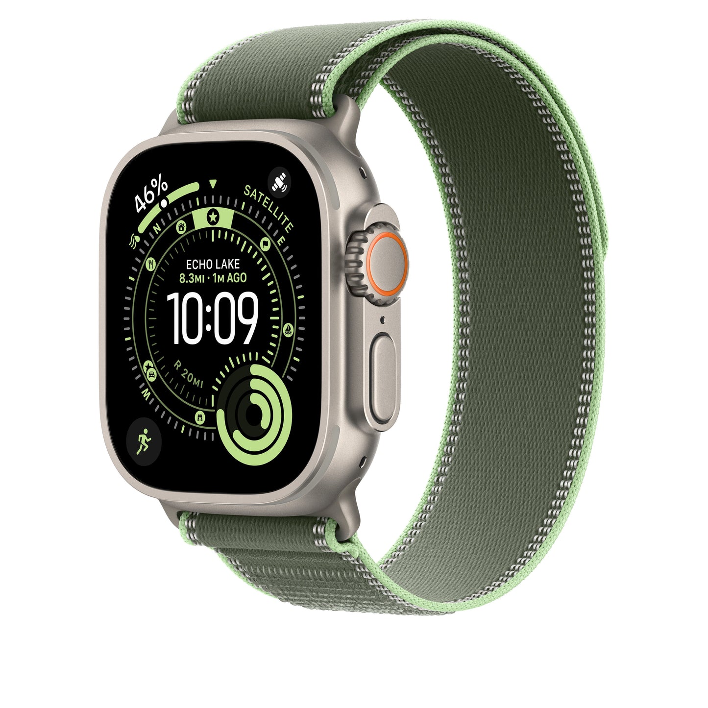 Řemínek pro Apple Watch 44/45/46/49 mm Apple zelený/neonový Trailový tah - M/L - provedení z přírodního titanu - istyle.work