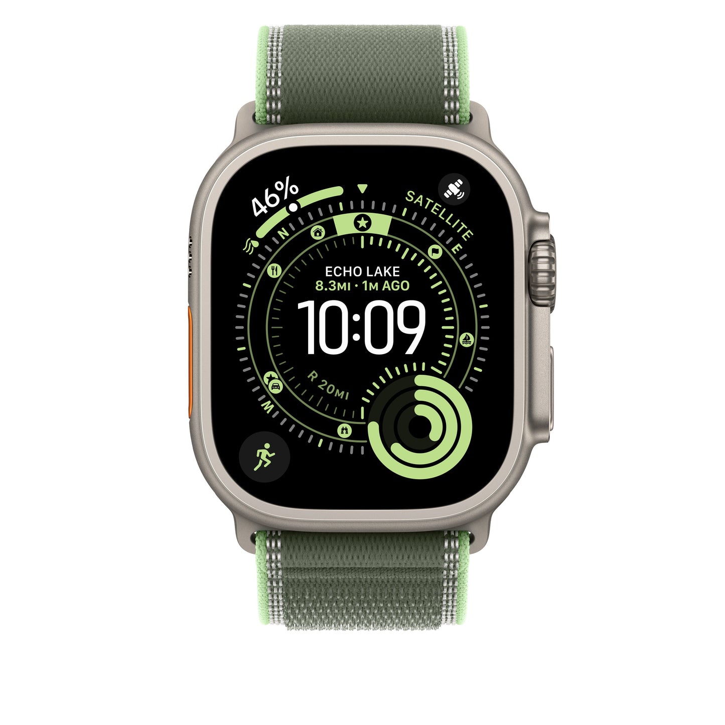 Řemínek pro Apple Watch 44/45/46/49 mm Apple zelený/neonový Trailový tah - M/L - provedení z přírodního titanu - istyle.work