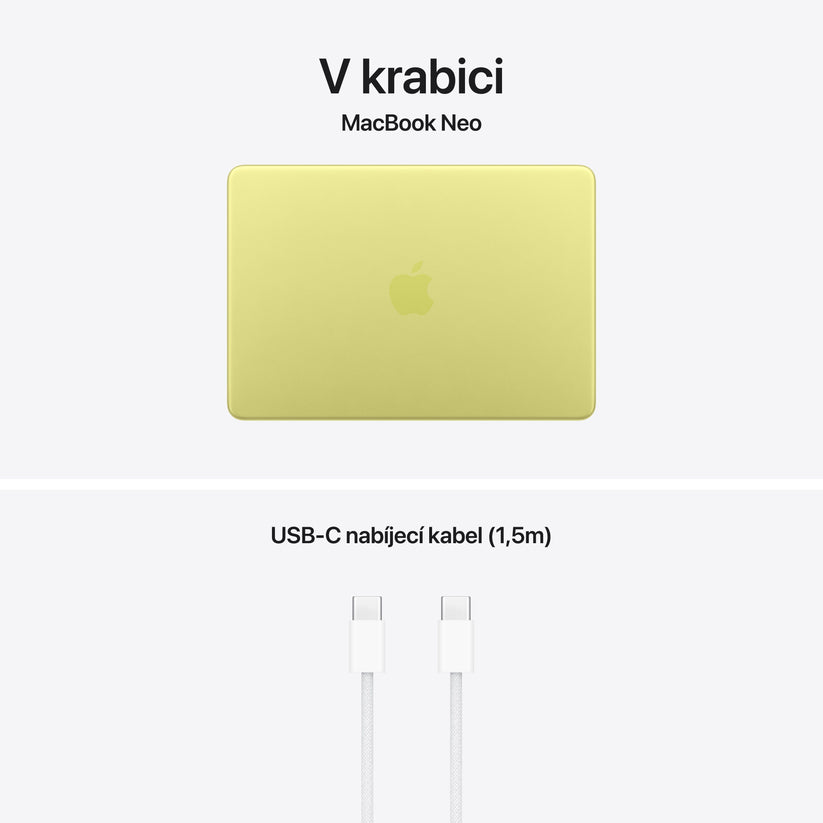 MacBook Neo 13", Apple A18 Pro čip, 6jádrové CPU, 5jádrové GPU, 8 GB, 512GB SSD, INT, Touch ID – citrusově žlutý - istyle.work