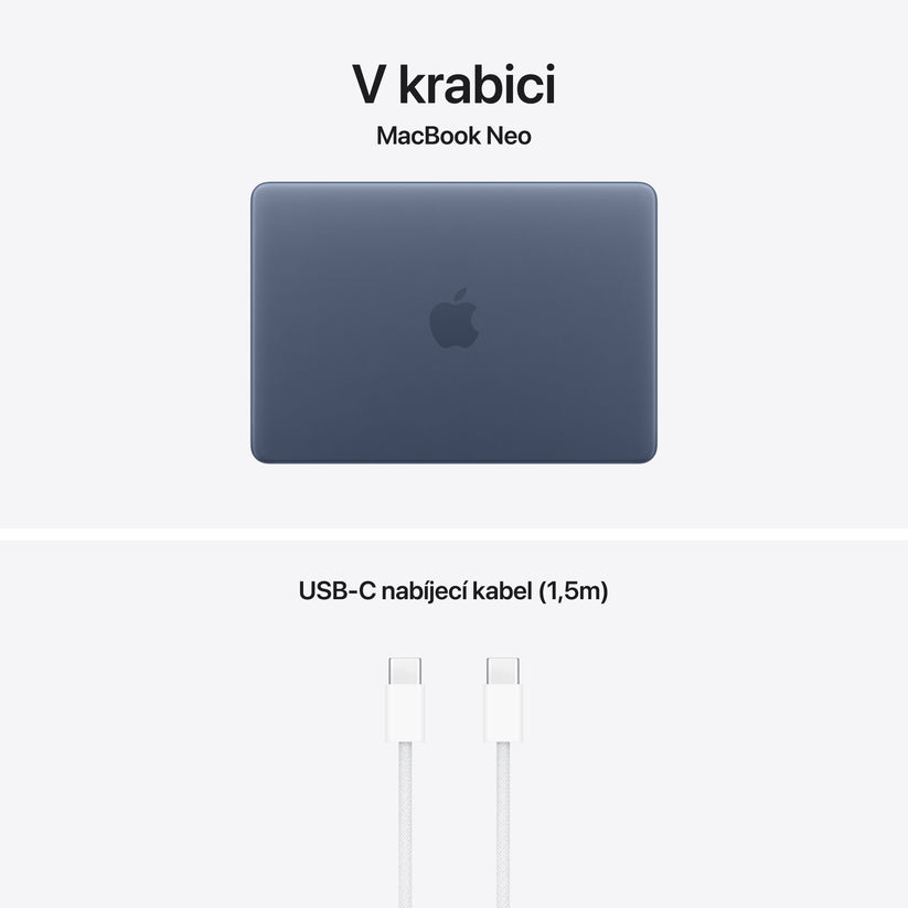 MacBook Neo 13", Apple A18 Pro čip, 6jádrové CPU, 5jádrové GPU, 8 GB, 512GB SSD, Touch ID – indigový (otevřený) - istyle.work