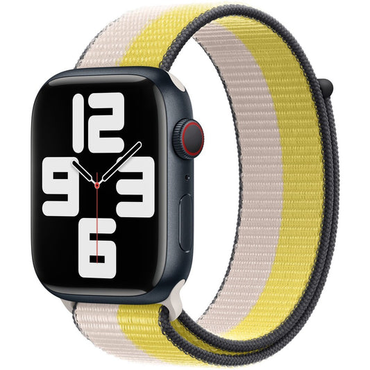 Apple Watch 42/44/45/49 mm ovesně bílý / citronově žlutý provlékací sportovní řemínek