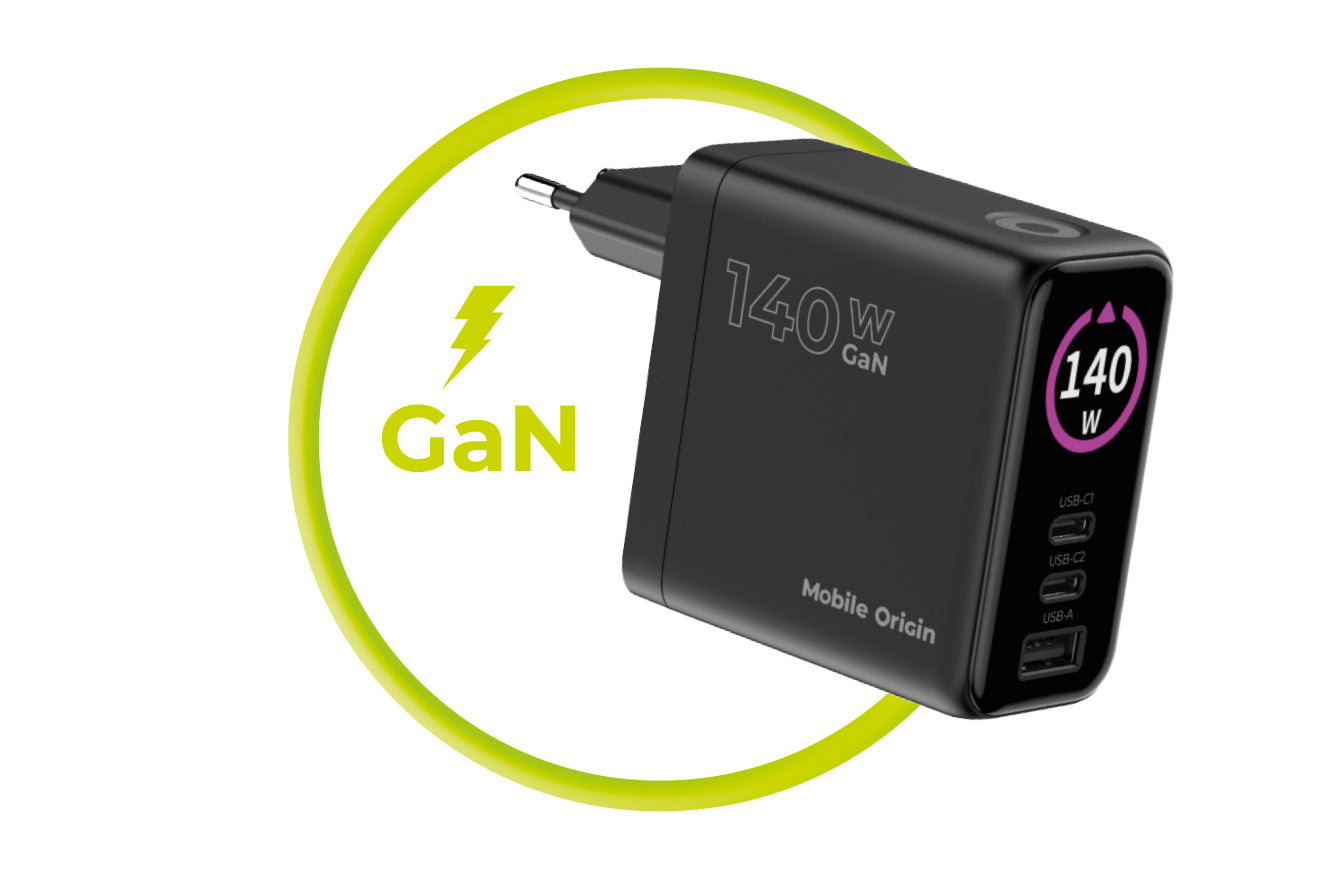 Vysokovýkonná nabíječka Mobile Origin 140W GaN Display Charger
