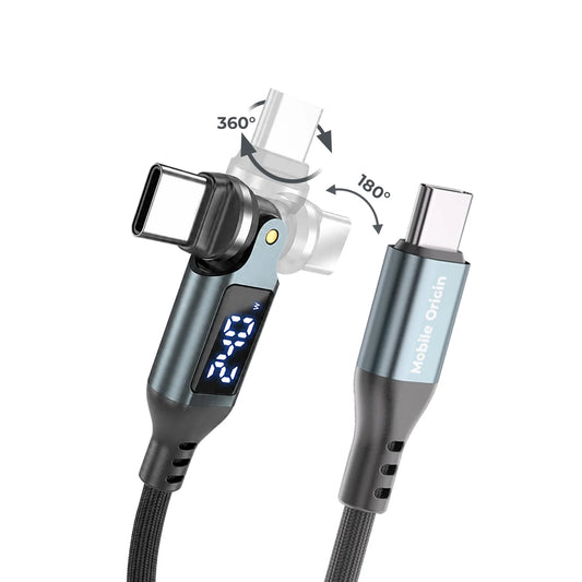 Kabel Mobile Origin Otočný USB-C kabel s displejem 540° 240 W (1,8m)