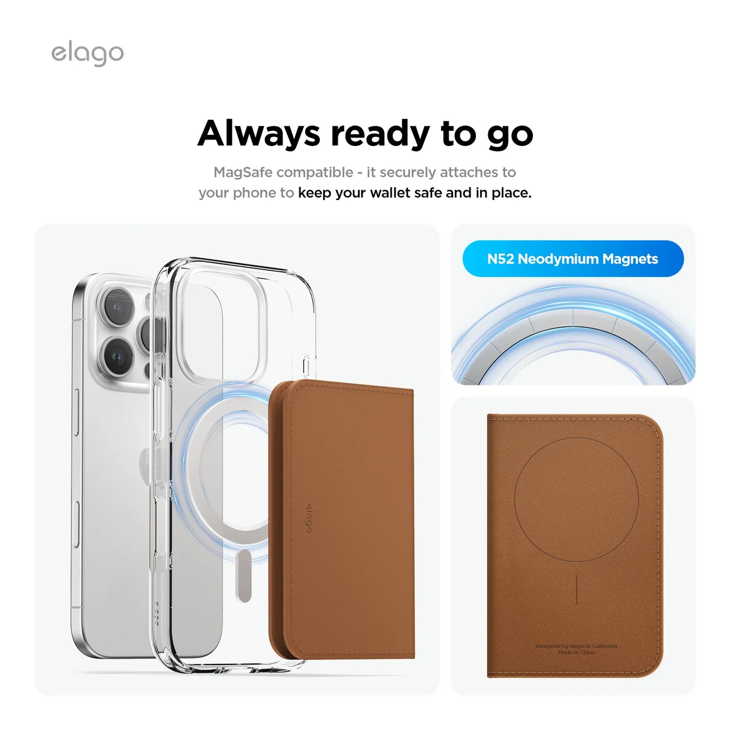 MagSafe peněženka Elago Magnetic Leather Card Holder - šedohnědá