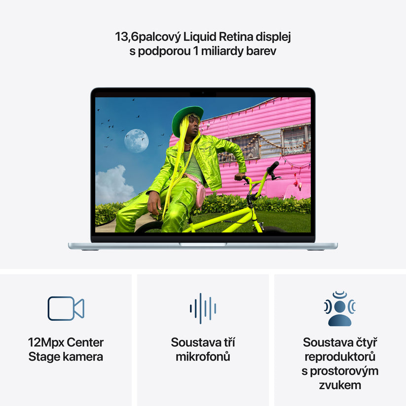 MacBook Air 13,6", Apple M5 10jádrové CPU, 8jádrové GPU, 16GB, 512GB SSD – blankytně modrý