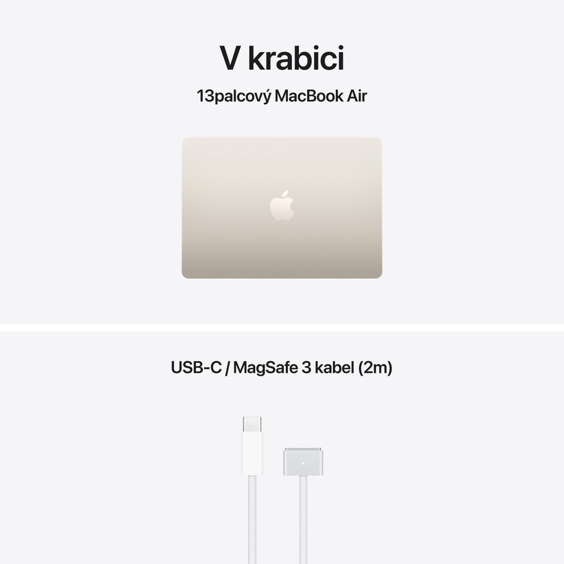 MacBook Air 13", Apple M5 čip, 10jádrové CPU, 10jádrové GPU, 16 GB, 1TB SSD, INT - hvězdně bílá
