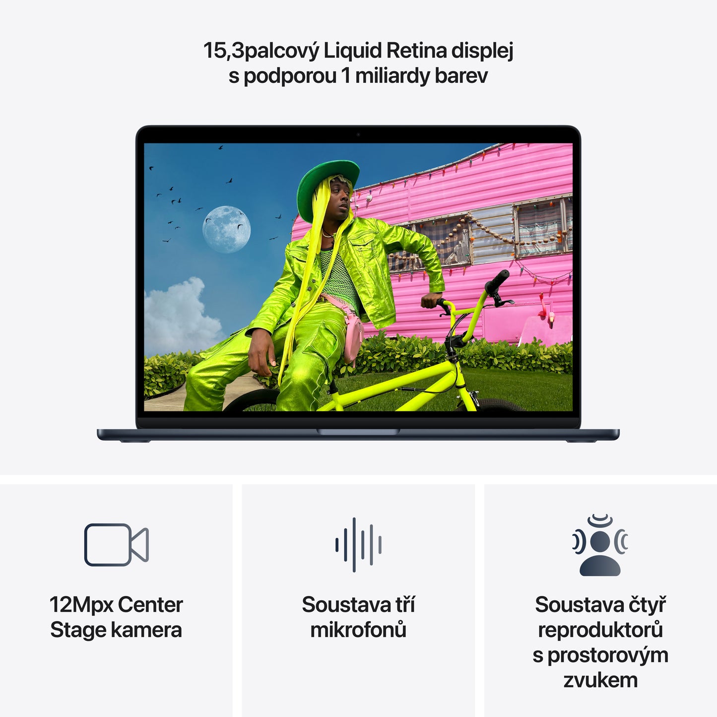 MacBook Air 15,3", Apple M5 10jádrové CPU, 10jádrové GPU, 16GB, 512GB SSD – temně inkoustový (otevřený) - istyle.work