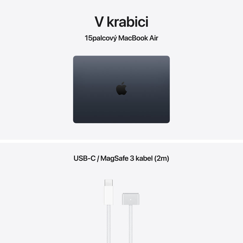 MacBook Air 15", Apple M5 čip, 10jádrové CPU, 10jádrové GPU, 24 GB, 512GB SSD, INT - temně inkoustová