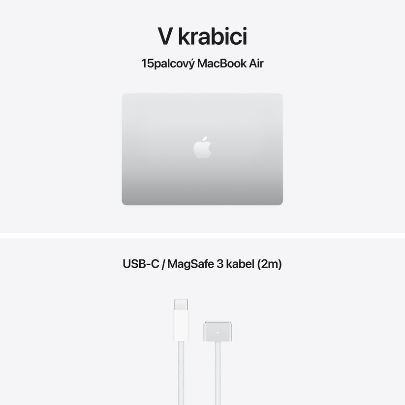 MacBook Air 15,3", Apple M5 10jádrové CPU, 10jádrové GPU, 24GB, 1TB SSD – stříbrný