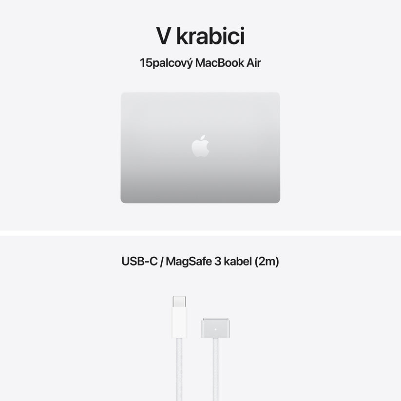 MacBook Air 15", Apple M5 čip, 10jádrové CPU, 10jádrové GPU, 32 GB, 2TB SSD, CZ - stříbrná