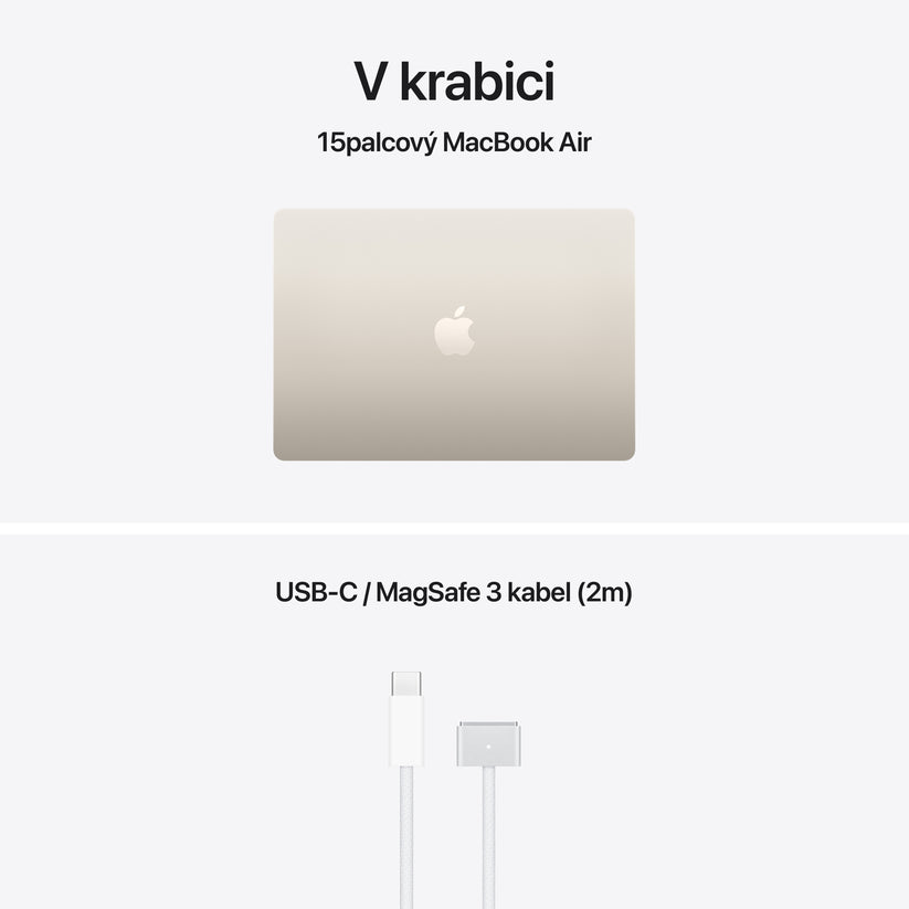 MacBook Air 15,3", Apple M5 10jádrové CPU, 10jádrové GPU, 16GB, 1TB SSD – hvězdně bílý