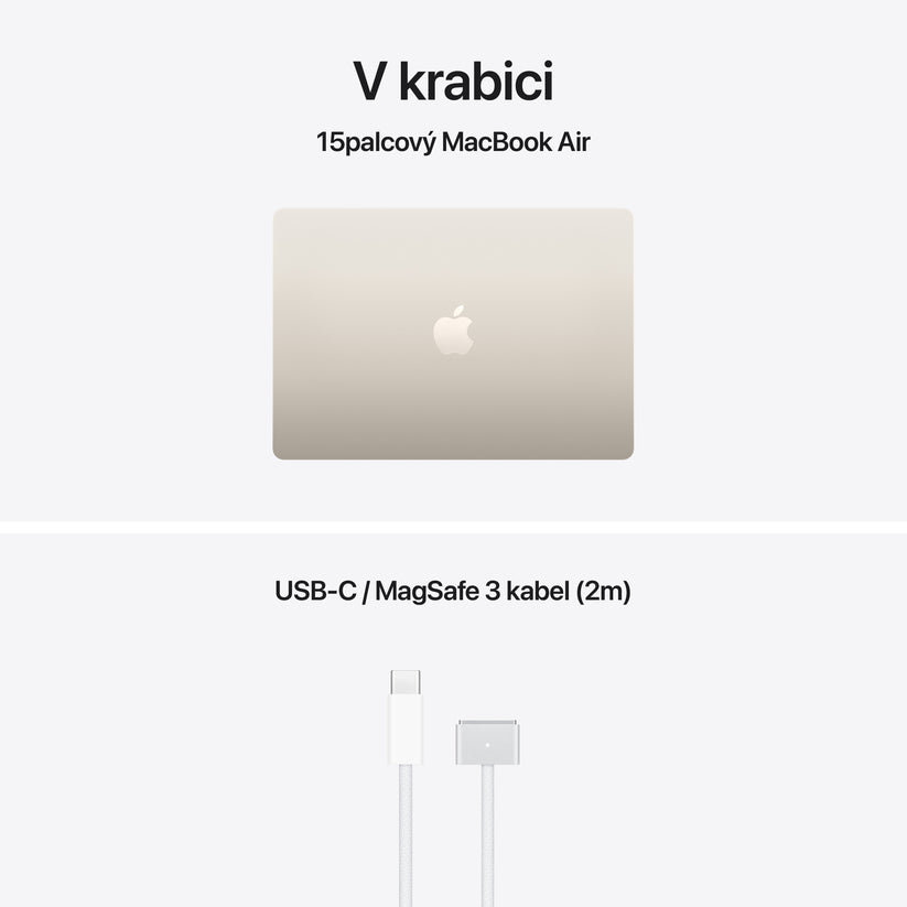 MacBook Air 15", Apple M5 čip, 10jádrové CPU, 10jádrové GPU, 32 GB, 1TB SSD, CZ - hvězdně bílá