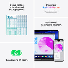 MacBook Pro 14,2”, Apple M5 čip, 10jádrové CPU, 10jádrové GPU, 16GB, 1TB SSD, CZ - vesmírně černý