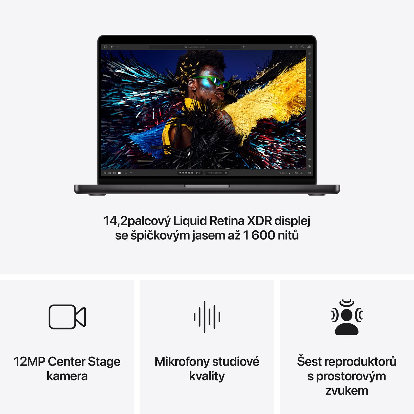 MacBook Pro 14,2", Apple M4 Pro 12jádrové CPU, 16jádrové GPU, 24GB, 512GB SSD, CZ - vesmírně černý (renovovaný) - istyle.work