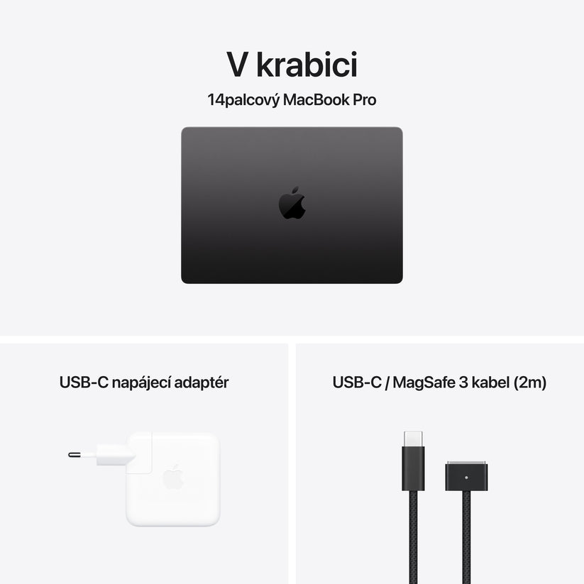MacBook Pro 14,2", Apple M4 Pro 12jádrové CPU, 16jádrové GPU, 24GB, 512GB SSD, CZ - vesmírně černý