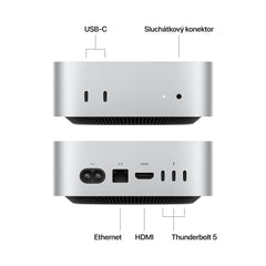 Mac mini, Apple M4 Pro 12jádrové CPU, 16jádrové GPU, 24GB, 512GB SSD - stříbrný