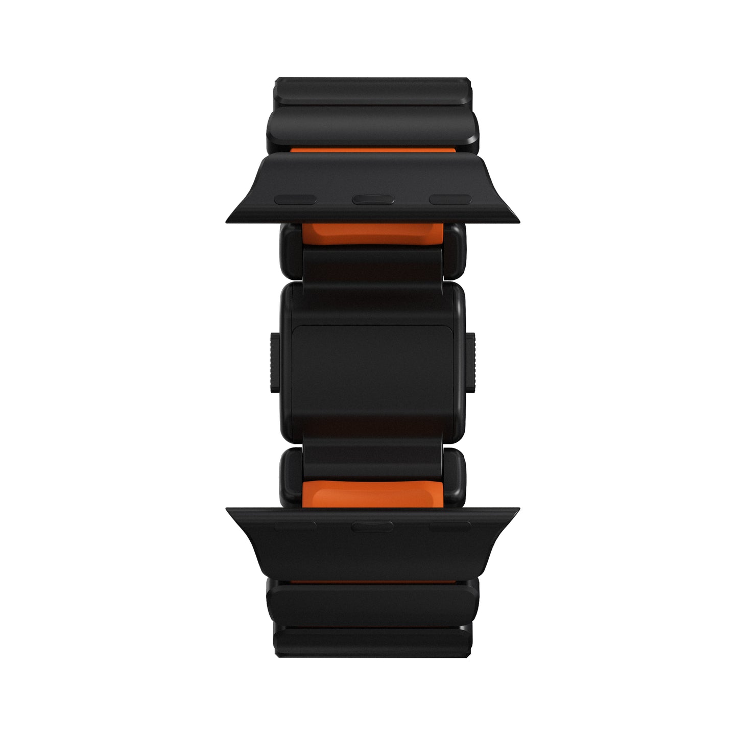 Řemínek pro Apple Watch 45/46/49mm Nomad Stratos Band Black Titanium Ultra FKM - černý/oranžový