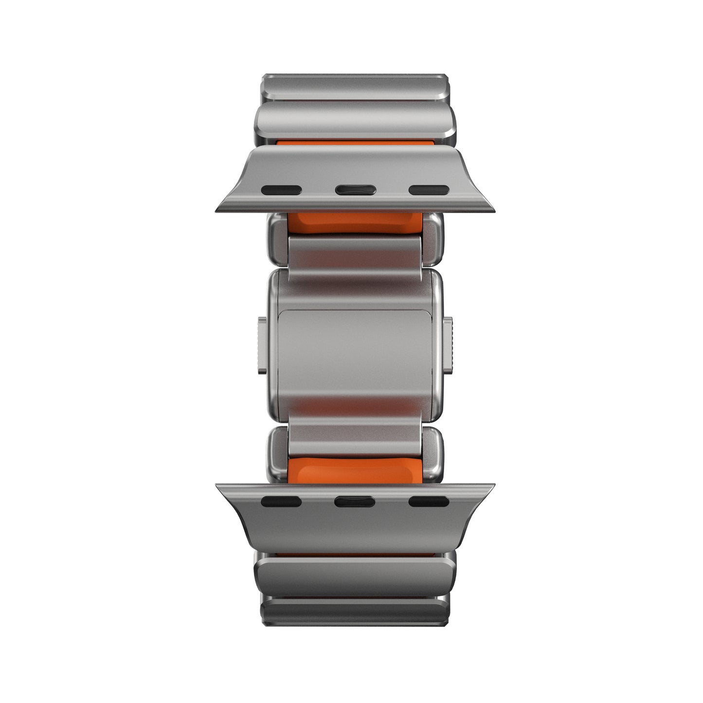 Řemínek pro Apple Watch 45/46/49 mm Nomad Stratos Band FKM - stříbrný/oranžový