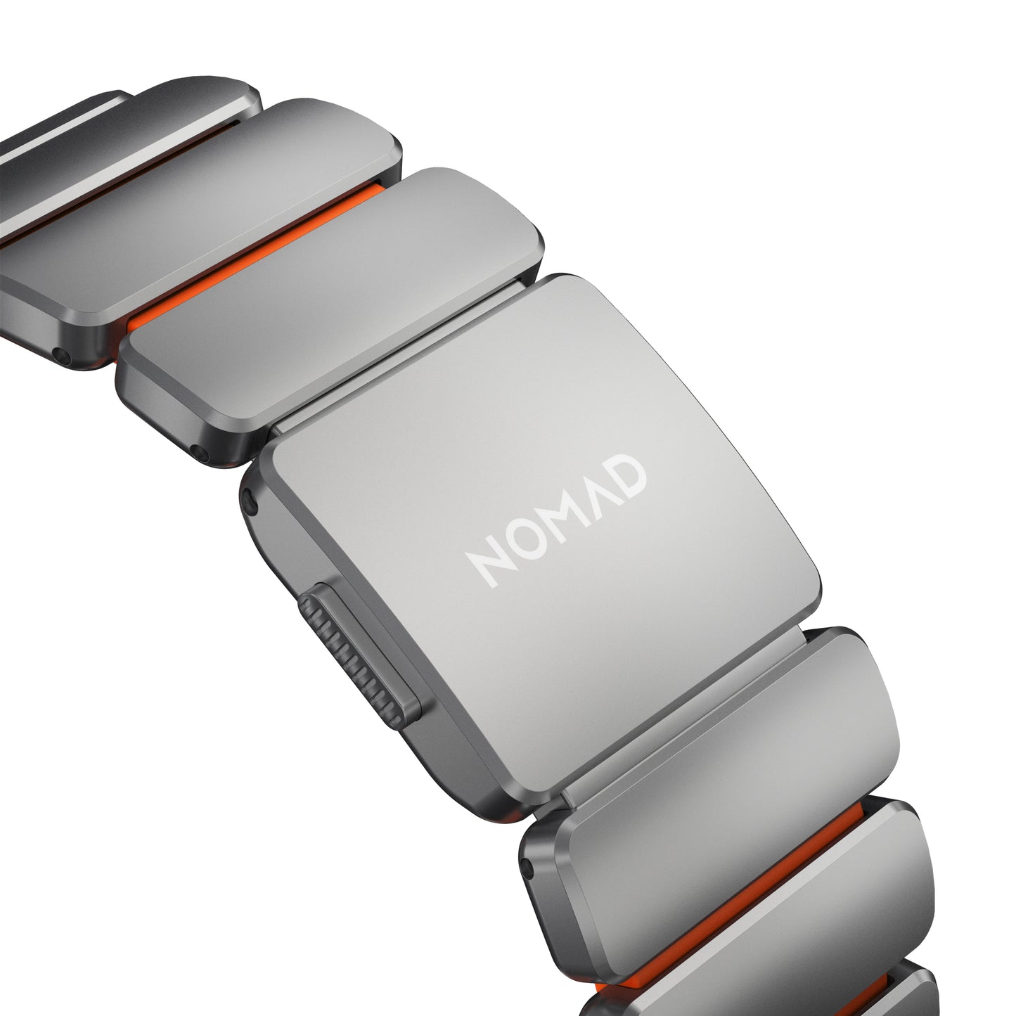Řemínek pro Apple Watch 45/46/49 mm Nomad Stratos Band FKM - stříbrný/oranžový