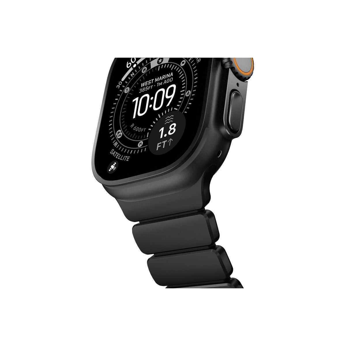 Řemínek pro Apple Watch 45/46/49 mm Nomad Stratos Band FKM - černý