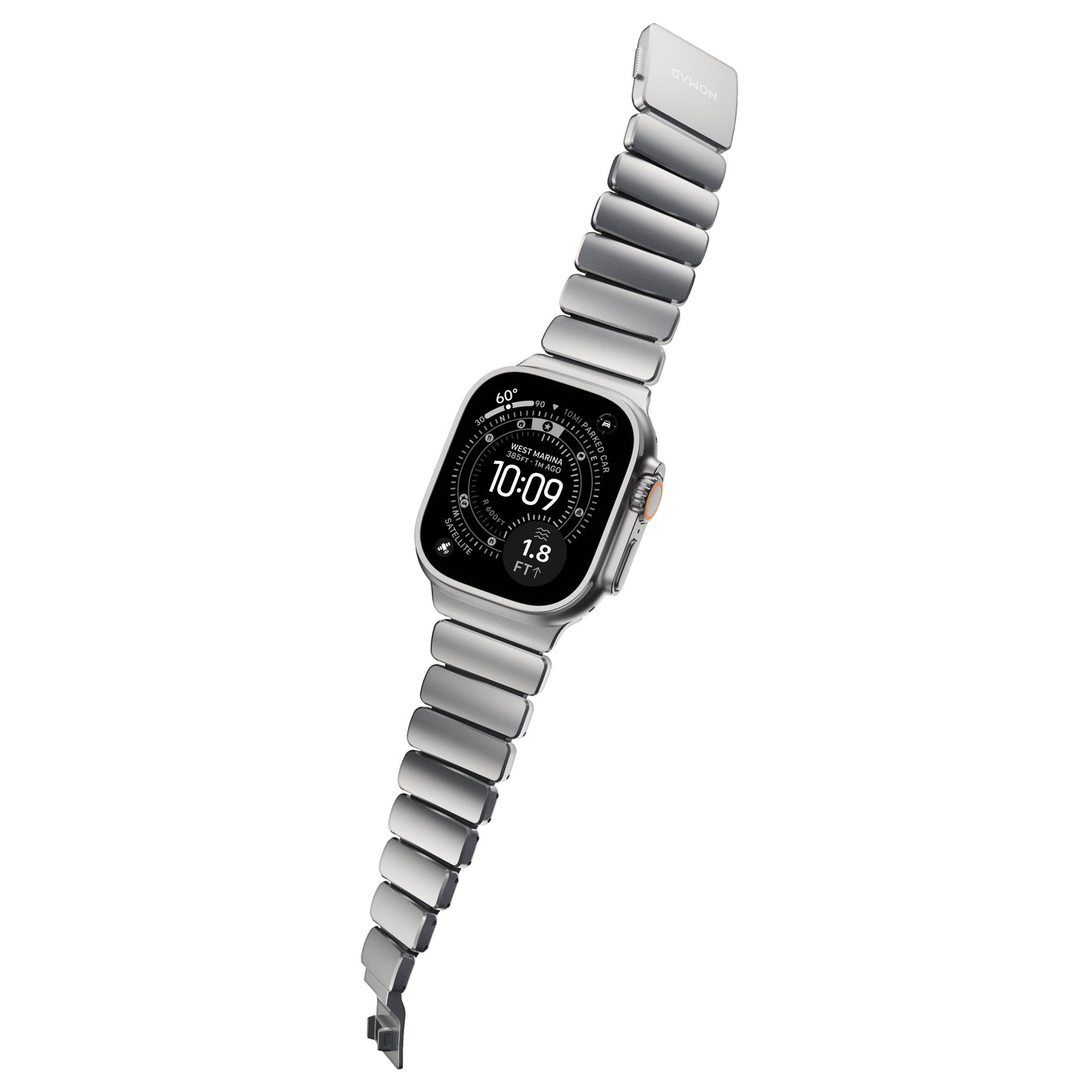 Řemínek pro Apple Watch 45/46/49 mm Nomad Stratos Band FKM - stříbrný - istyle.work