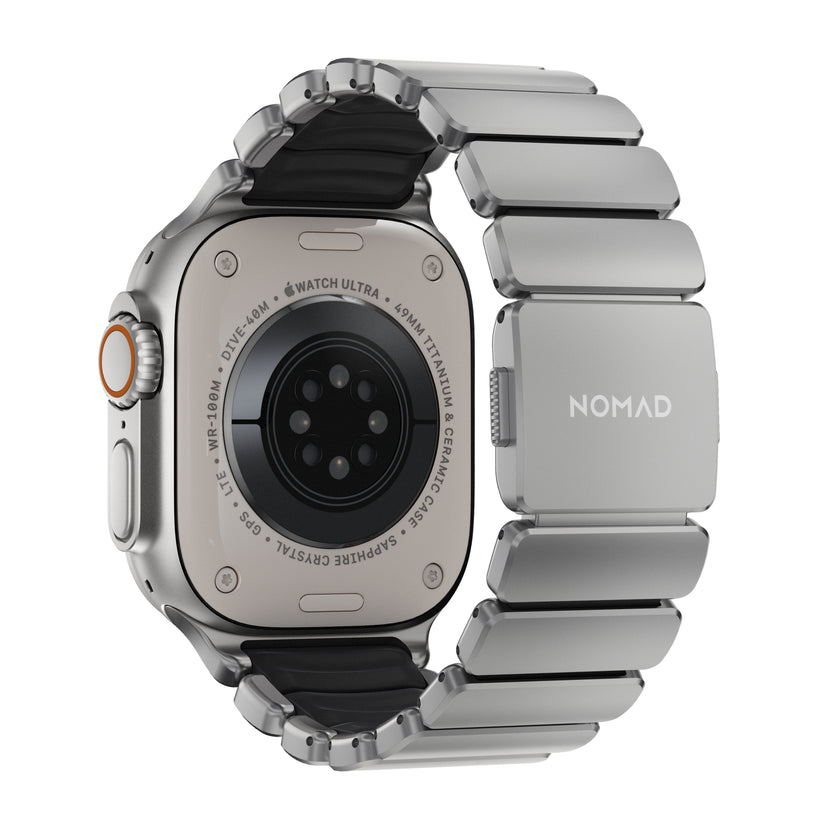 Řemínek pro Apple Watch 45/46/49 mm Nomad Stratos Band FKM - stříbrný - istyle.work