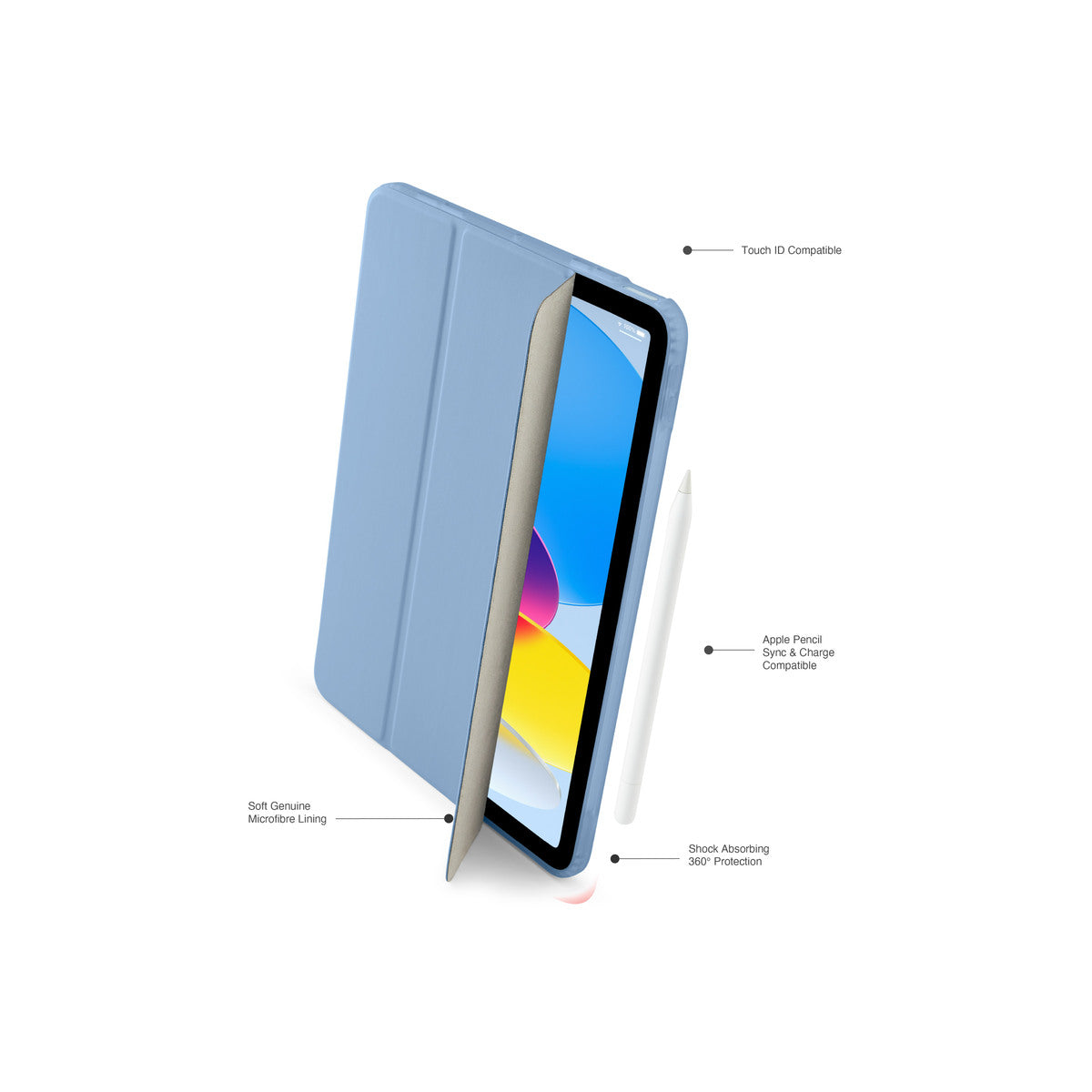 Pouzdro pro iPad 10,9" (2022) Pipetto Origami No7 Tri-Folio Case - světle modré - istyle.work