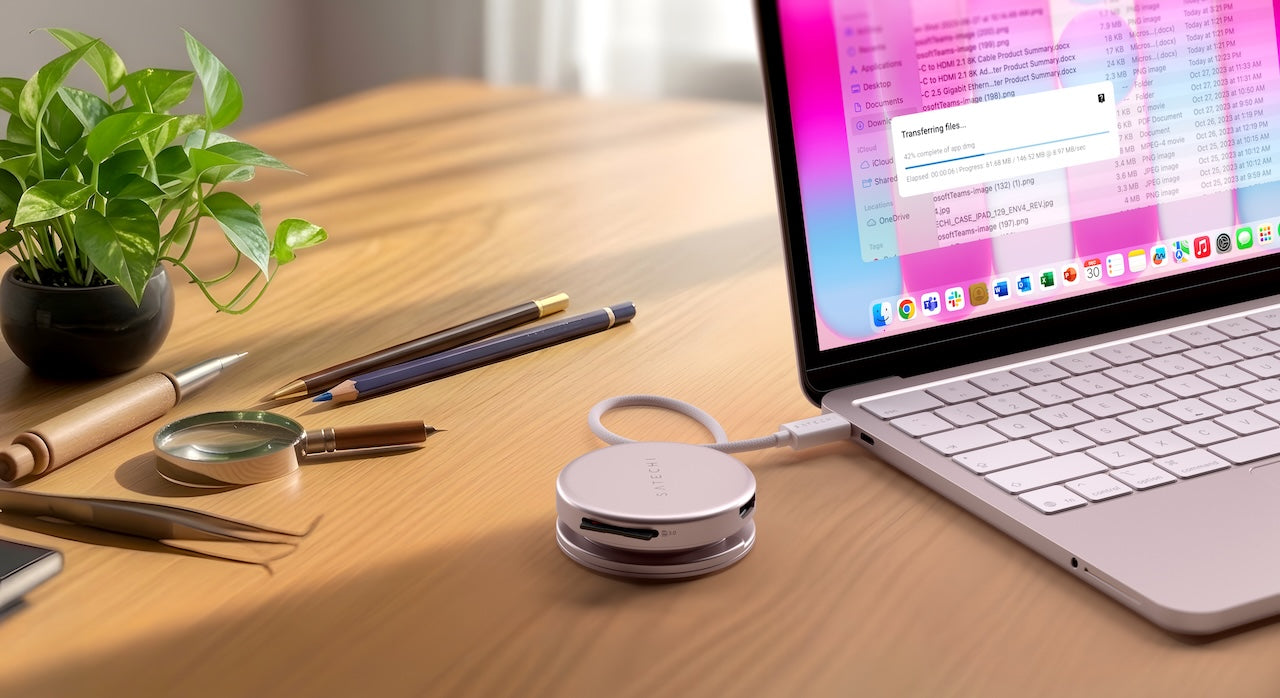 Satechi OntheGo 5-in-1 Multiport adaptér - růžový