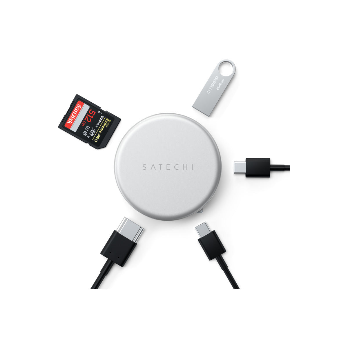Satechi OntheGo 5-in-1 Multiport adaptér - stříbrný