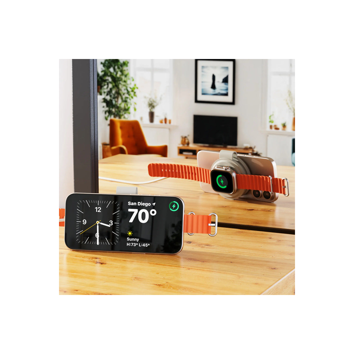 Skládací bezdrátová nabíječka Satechi OntheGo Qi2 2v1 - písková