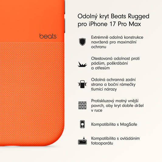 Odolný kryt iPhone 17 Pro Max Beats s MagSafe a ovladačem fotoaparátu - sierra oranžový - istyle.work