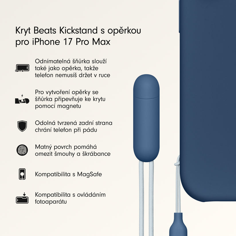 Kryt se stojánkem pro iPhone 17 Pro Max Beats s MagSafe a ovladačem fotoaparátu - hlubinně modrý - istyle.work