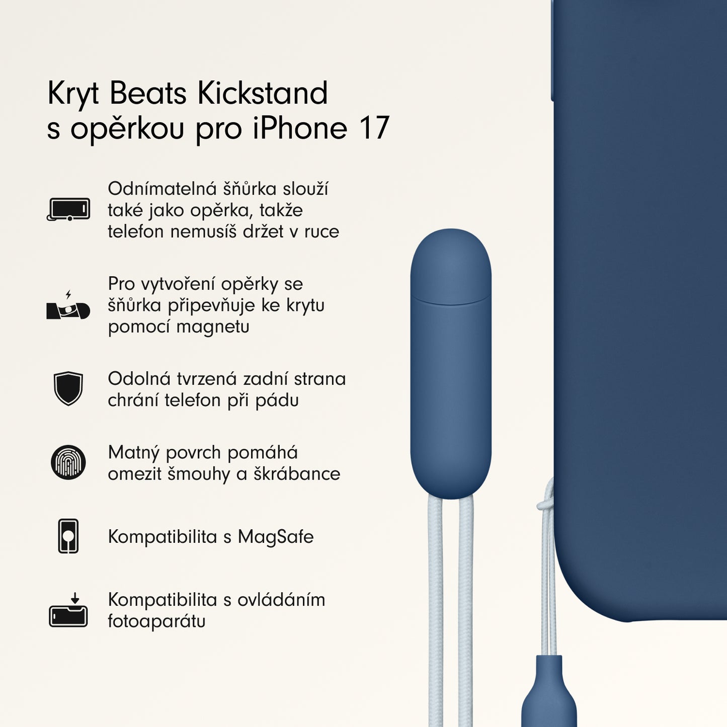 Kryt se stojánkem pro iPhone 17 Beats s MagSafe a ovladačem fotoaparátu - hlubinně modrý - istyle.work