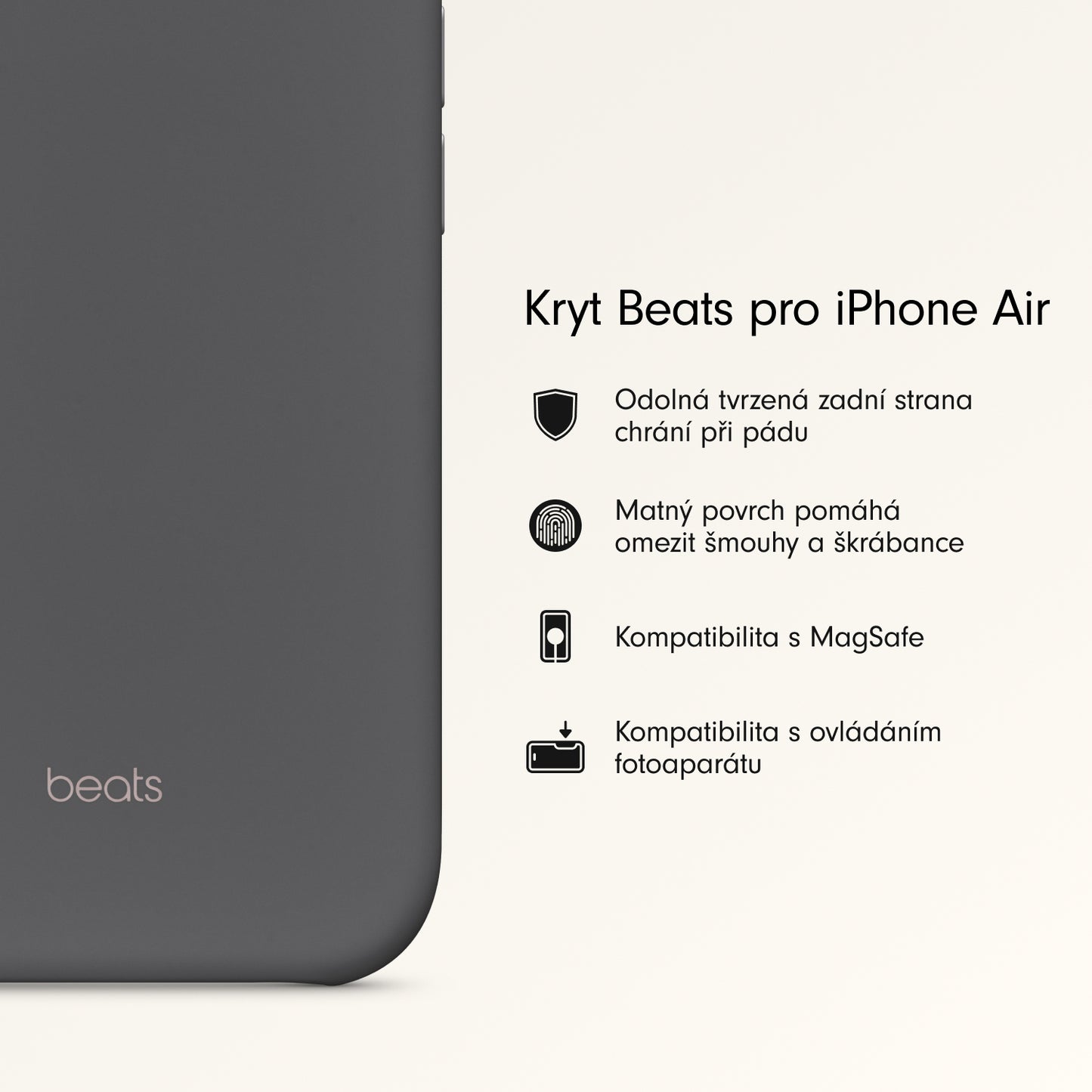 Kryt pro iPhone Air Beats s MagSafe a ovladačem fotoaparátu - granitově šedý - istyle.work