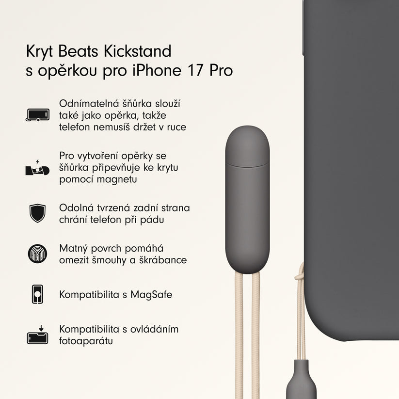 Kryt se stojánkem pro iPhone 17 Pro Beats s MagSafe a ovladačem fotoaparátu - granitově šedý - istyle.work