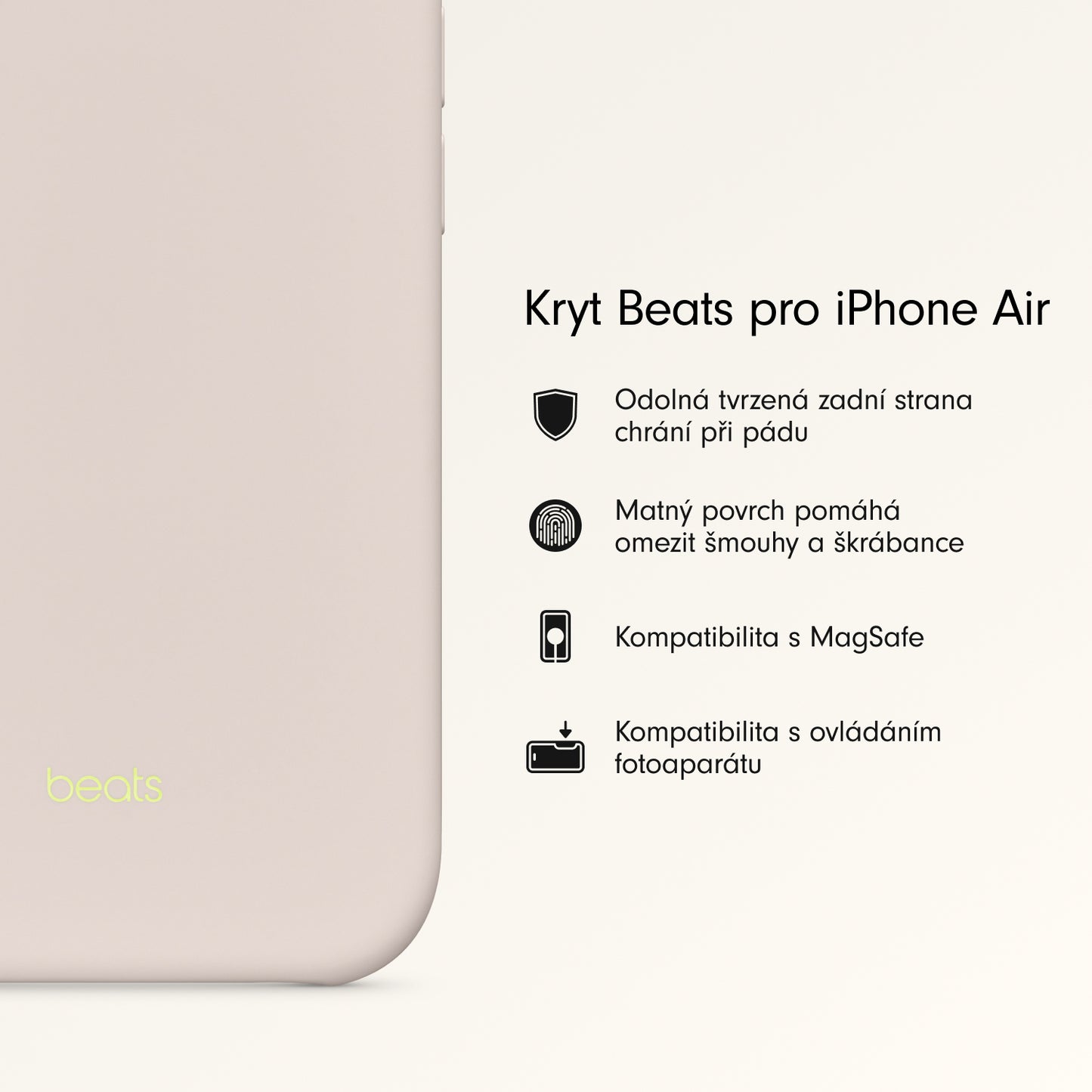 Kryt pro iPhone Air Beats s MagSafe a ovladačem fotoaparátu - vápencově šedý - istyle.work