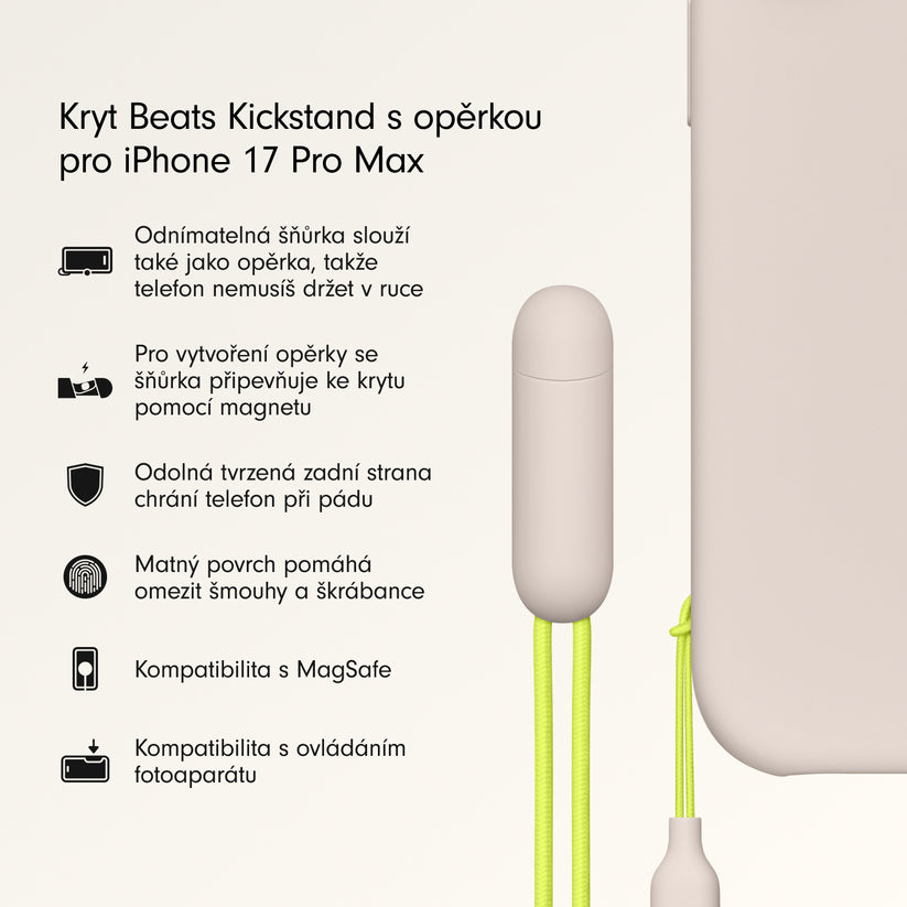 Kryt se stojánkem pro iPhone 17 Pro Max Beats s MagSafe a ovladačem fotoaparátu - vápencově šedý - istyle.work