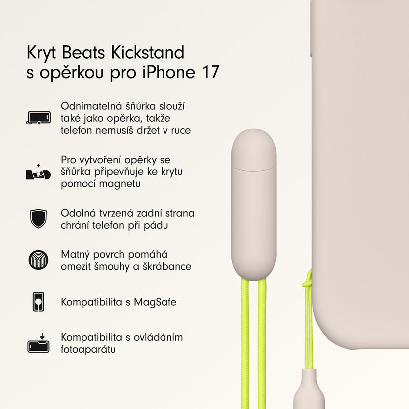 Kryt se stojánkem pro iPhone 17 Beats s MagSafe a ovladačem fotoaparátu - vápencově šedý - istyle.work