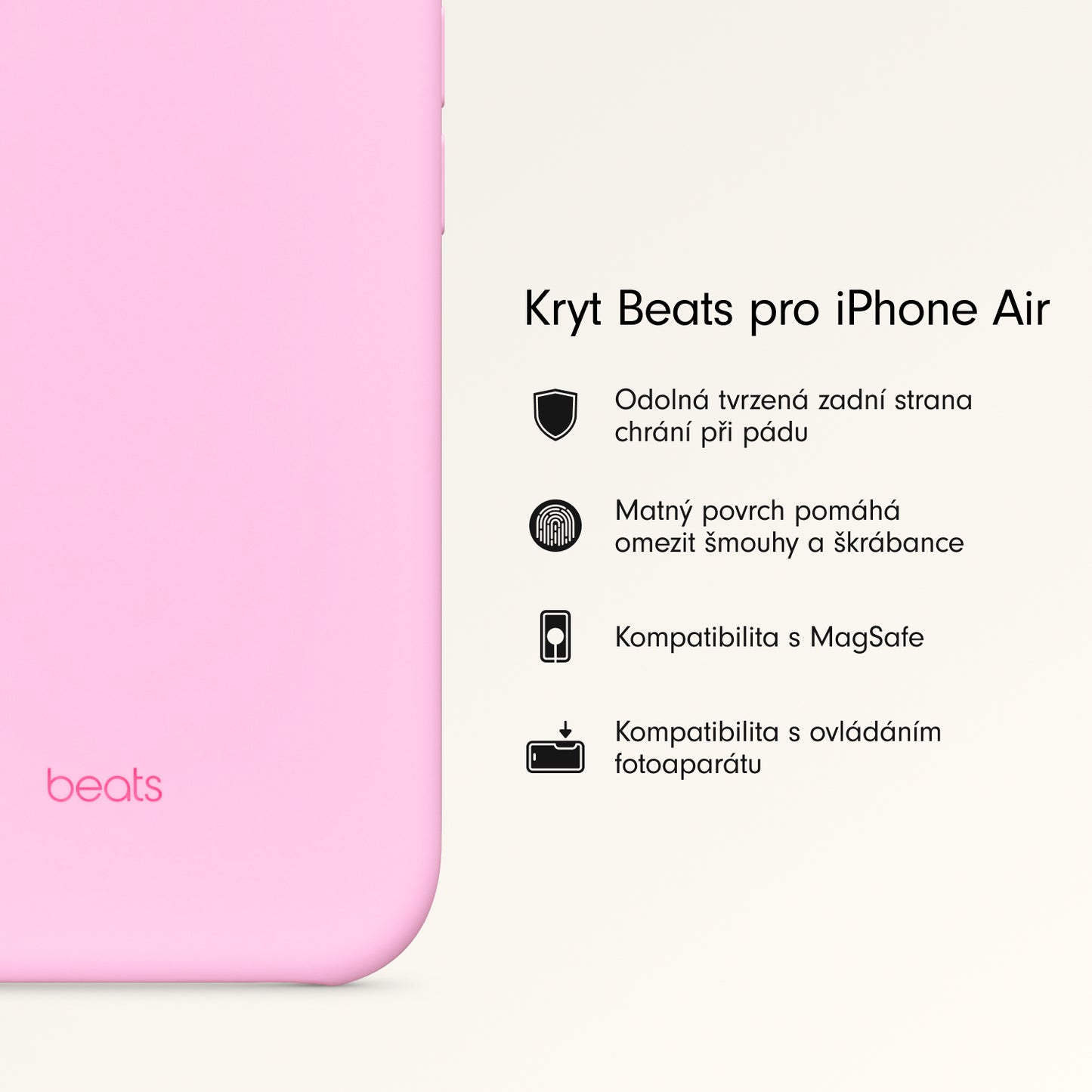 Kryt pro iPhone Air Beats s MagSafe a ovladačem fotoaparátu - oblázkově růžový - istyle.work