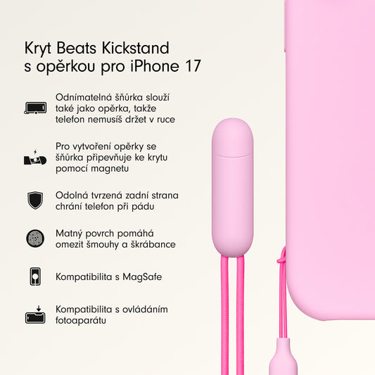 Kryt se stojánkem pro iPhone 17 Beats s MagSafe a ovladačem fotoaparátu - oblázkově růžový - istyle.work