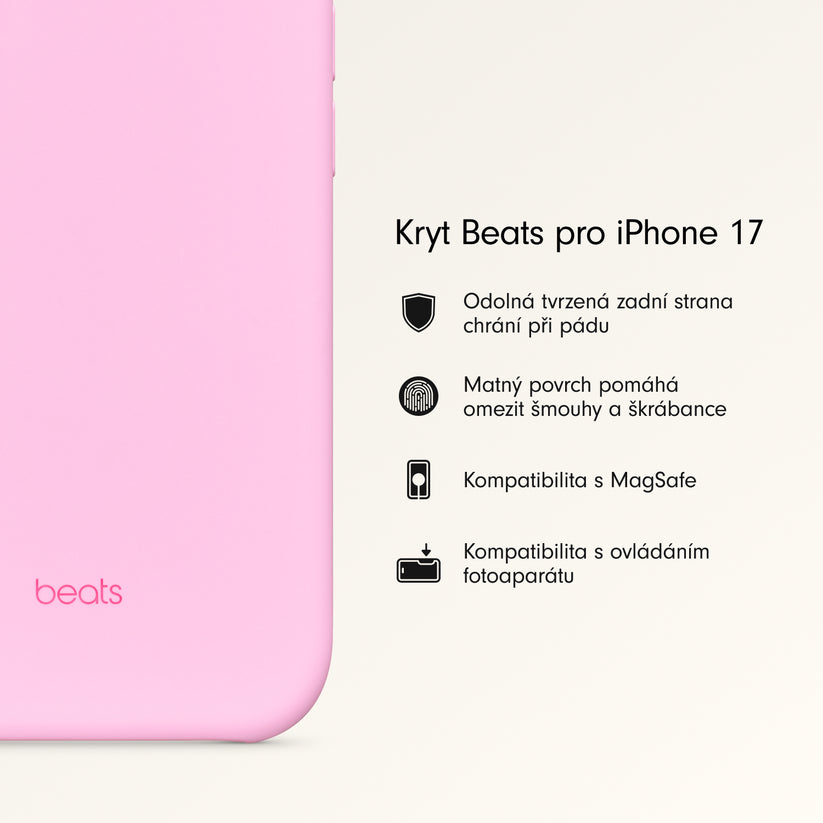 Kryt pro iPhone 17 Beats s MagSafe a ovladačem fotoaparátu - oblázkově růžový - istyle.work