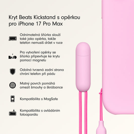 Kryt se stojánkem pro iPhone 17 Pro Max Beats s MagSafe a ovladačem fotoaparátu - oblázkově růžový - istyle.work