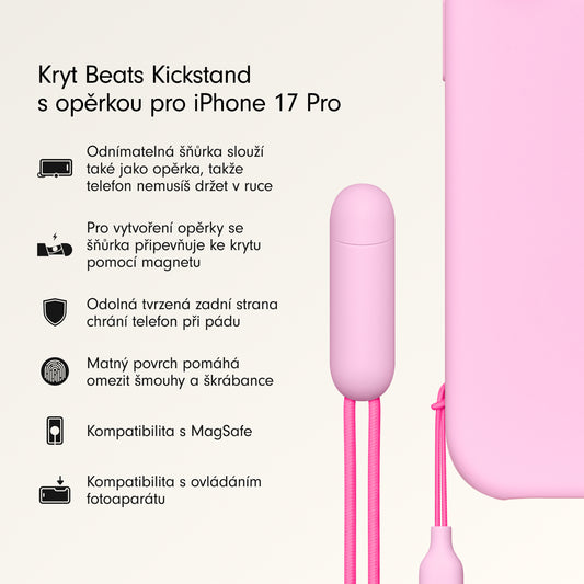 Kryt se stojánkem pro iPhone 17 Pro Beats s MagSafe a ovladačem fotoaparátu - oblázkově růžový - istyle.work