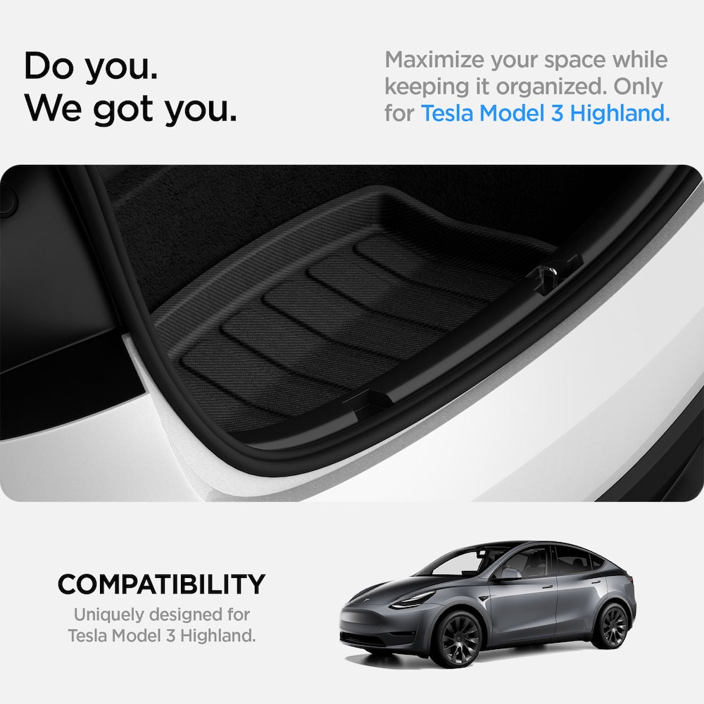 Podložka do kufru zadní Spigen Tesla Car Mat Rear Trunk - černá - istyle.work